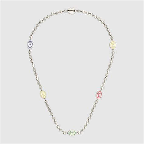 gucci silver interlocking g pendant|gucci boule chain silver necklace.